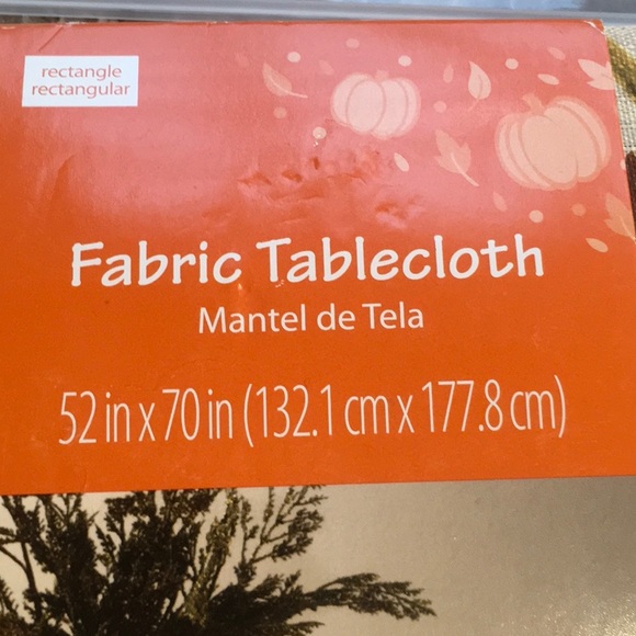 Leaves & Cranberries Fabric Rectangular Tablecloth. 52in x 70in. - Picture 3 of 8